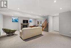 Lower level family room has natural gas fireplace - 