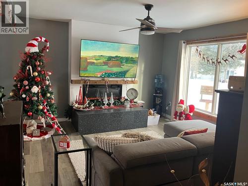 108 2Nd Street E, Smeaton, SK - Indoor Photo Showing Living Room With Fireplace