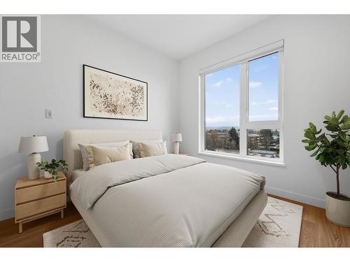 virtually staged primary bedroom - 1380 Pridham Avenue Unit# 505, Kelowna, BC - Indoor Photo Showing Bedroom