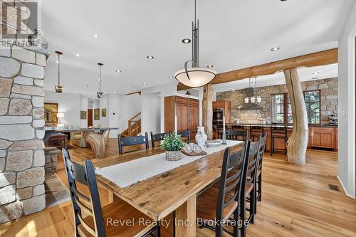 stunning beams through out - 12 Walker Road, Tiny, ON - Indoor Photo Showing Dining Room
