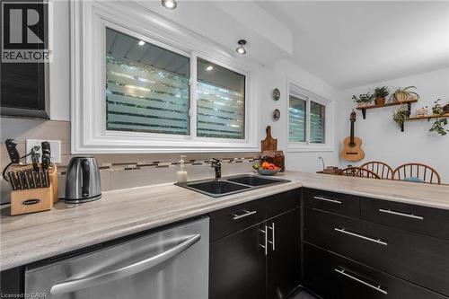 5 Burrwood Drive, Hamilton, ON - Indoor Photo Showing Kitchen With Double Sink