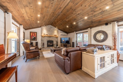 Salon - 49 Rue De La Pointe, La Minerve, QC - Indoor With Fireplace