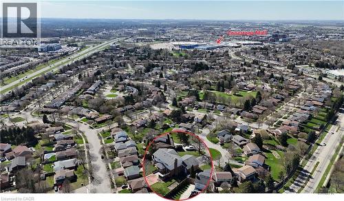 Aerial perspective highlighting the property within a residential neighborhood - 113 Glenecho Court, Waterloo, ON - Outdoor With View