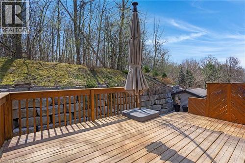 Expansive outdoor deck featuring wood flooring and a complementary wood railing - 227 Chestnut Hill Crescent, Kitchener, ON - Outdoor With Deck Patio Veranda