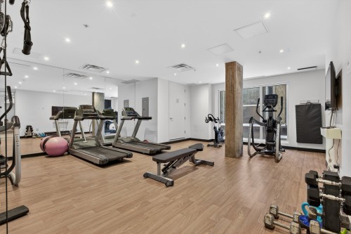 Exercise Room - 301-1200 Rue Crescent, Montréal (Ville-Marie), QC - Indoor Photo Showing Gym Room