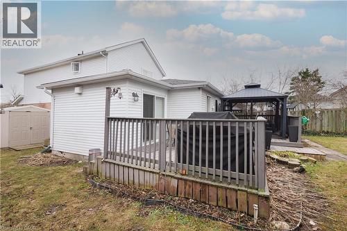Rear view of house with a deck, a gazebo, and a shed - 89 Lynnhaven Court, Kitchener, ON - Outdoor With Deck Patio Veranda
