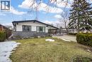 Contemporary home featuring a stone facade, white siding, and dark trim - 85 Ranchdale Drive, Hamilton, ON  - Outdoor 