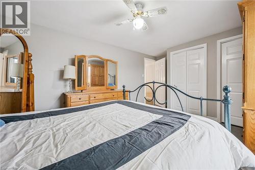 Spacious room with light gray walls and dark wood-finish flooring - 42 Trailview Drive, Kitchener, ON - Indoor Photo Showing Bedroom