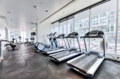 Exercise Room - 307-1155 Rue De La Montagne, Montréal (Ville-Marie), QC - Indoor Photo Showing Gym Room