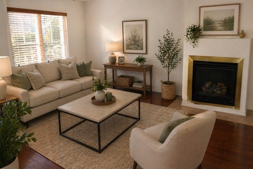 Living Room - 9 Place De L'Orée, Châteauguay, QC - Indoor Photo Showing Living Room With Fireplace