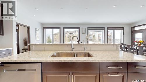 2098 Riverbend View, Regina, SK - Indoor Photo Showing Kitchen With Double Sink With Upgraded Kitchen