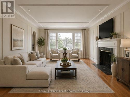 Living Room, virtually staged - 84 Riverdale Avenue, Ottawa, ON - Indoor Photo Showing Living Room With Fireplace