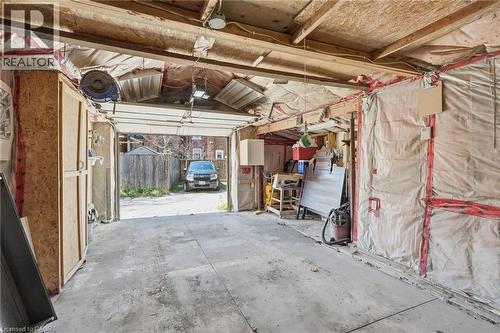 Inside Large Detached Garage - 224 Balsam Avenue S, Hamilton, ON - Indoor Photo Showing Garage