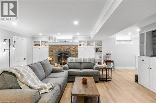 2 Cloverlea Crescent, St. George, ON - Indoor Photo Showing Living Room With Fireplace