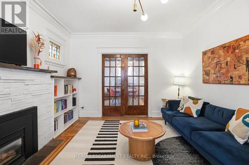 37 Connaught Avenue S, Hamilton, ON - Indoor Photo Showing Living Room With Fireplace