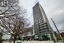 Contemporary high-rise building with a sleek facade featuring dark gray and light gray paneling - 330 Phillip Street Unit# S605, Waterloo, ON  - Outdoor 