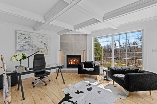 Salon - 736 Rue Des Vignobles, Rosemère, QC - Indoor Photo Showing Office With Fireplace