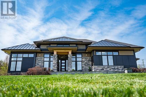 Impressive front entrance - inground sprinklers - 1 Windrose Valley Boulevard, Clearview, ON - Outdoor With Facade