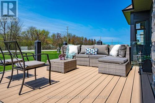 Oversized back deck for entertaining - 1 Windrose Valley Boulevard, Clearview, ON - Outdoor With Deck Patio Veranda