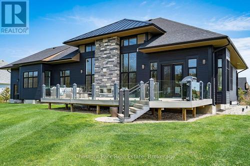 Oversized back deck with steps to back yard - 1 Windrose Valley Boulevard, Clearview, ON - Outdoor With Deck Patio Veranda