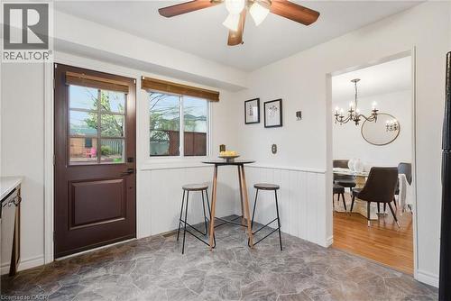 Kitchen area featuring a glass-paneled exterior door - 56 Angela Crescent, Cambridge, ON - Indoor Photo Showing Other Room