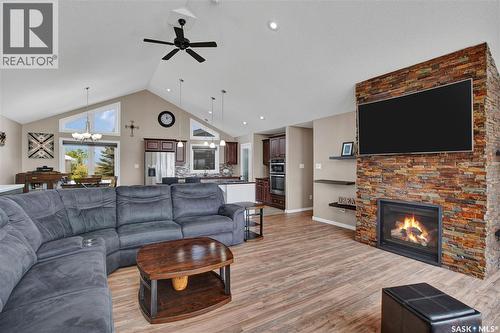 48 Mawson Drive, Shields, SK - Indoor Photo Showing Living Room With Fireplace