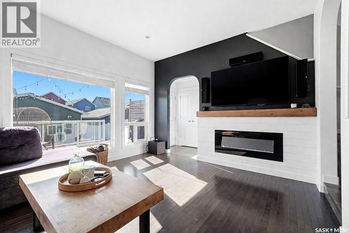 3644 Green Moss Lane, Regina, SK - Indoor Photo Showing Living Room With Fireplace