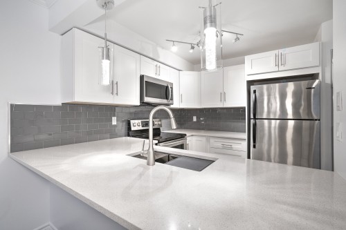 Kitchen - 104-1360 Rue St-Jacques, Montréal (Ville-Marie), QC - Indoor Photo Showing Kitchen With Double Sink With Upgraded Kitchen
