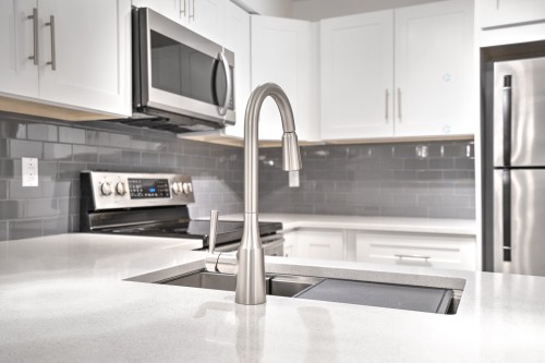 Kitchen - 104-1360 Rue St-Jacques, Montréal (Ville-Marie), QC - Indoor Photo Showing Kitchen With Double Sink With Upgraded Kitchen