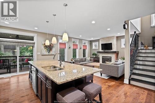 1265 Maple, Lasalle, ON - Indoor Photo Showing Kitchen With Fireplace With Double Sink With Upgraded Kitchen