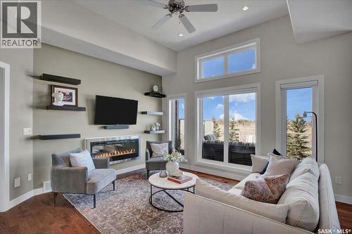 22 315 Ledingham Drive, Saskatoon, SK - Indoor Photo Showing Living Room With Fireplace
