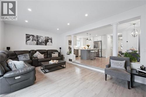 Open-concept living space featuring recessed lighting and wood-finish flooring - 11 Patton Drive, Cambridge, ON - Indoor Photo Showing Living Room