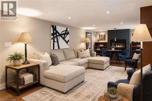 2137 Deyncourt Drive, Burlington, ON - Indoor Photo Showing Living Room With Fireplace