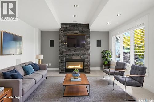 258 Whalley Crescent, Saskatoon, SK - Indoor Photo Showing Living Room With Fireplace