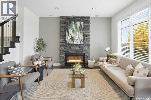 258 Whalley Crescent, Saskatoon, SK - Indoor Photo Showing Living Room With Fireplace