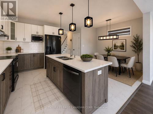 Virtually staged - 245 Wesley Boulevard, Cambridge, ON - Indoor Photo Showing Kitchen With Double Sink