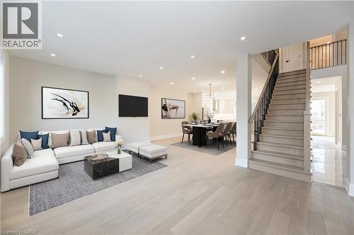 Living area with light wood-style floors and recessed lighting - 1105 Main Street E, Cambridge, ON - Indoor Photo Showing Living Room