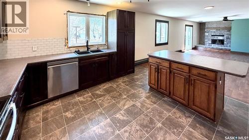 205 Conquest Street, Conquest, SK - Indoor Photo Showing Kitchen With Double Sink