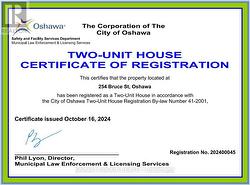2-Unit Registered with City of Oshawa! - 