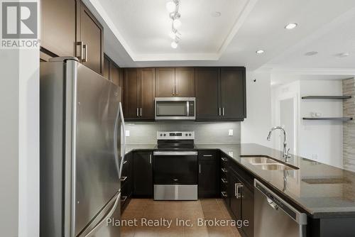 501 - 150 Wellington Street E, Guelph (Downtown), ON - Indoor Photo Showing Kitchen With Double Sink With Upgraded Kitchen