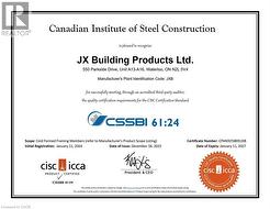 Certification Document. Outlining the quality certification for a manufacturer of cold-formed framing members - 
