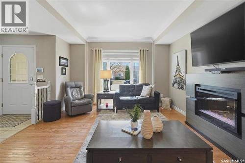 227 Brightwater Way, Saskatoon, SK - Indoor Photo Showing Living Room With Fireplace