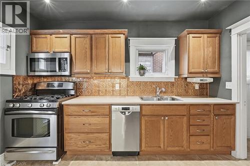 186 Dromore Crescent, Hamilton, ON - Indoor Photo Showing Kitchen With Double Sink