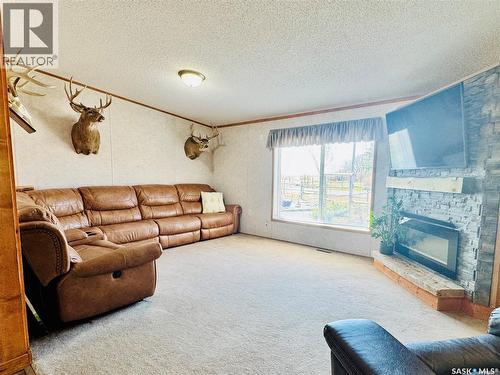 Reiss Acreage, Vibank, SK - Indoor Photo Showing Living Room With Fireplace