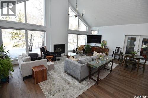 213 Birch Avenue, Tobin Lake, SK - Indoor Photo Showing Living Room With Fireplace