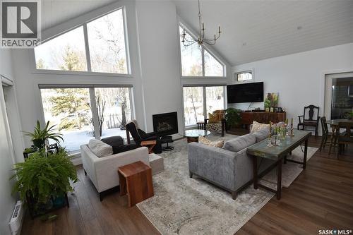 213 Birch Avenue, Tobin Lake, SK - Indoor Photo Showing Living Room With Fireplace
