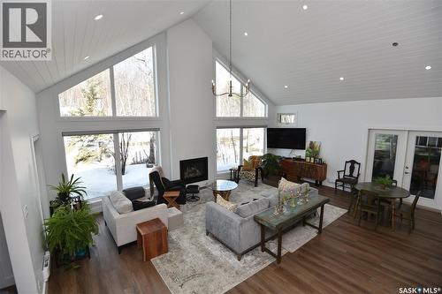 213 Birch Avenue, Tobin Lake, SK - Indoor Photo Showing Living Room With Fireplace