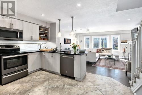 Open concept kitchen and living room - 54 Conservation Way, Collingwood, ON - Indoor Photo Showing Kitchen With Stainless Steel Kitchen With Upgraded Kitchen