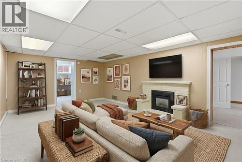 virtually staged - 21 Brian Boulevard, Waterdown, ON - Indoor With Fireplace