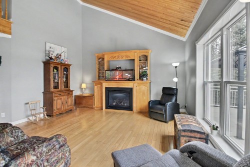 Salon - 1038 Ch. Bergeron, Rouyn-Noranda, QC - Indoor Photo Showing Living Room With Fireplace